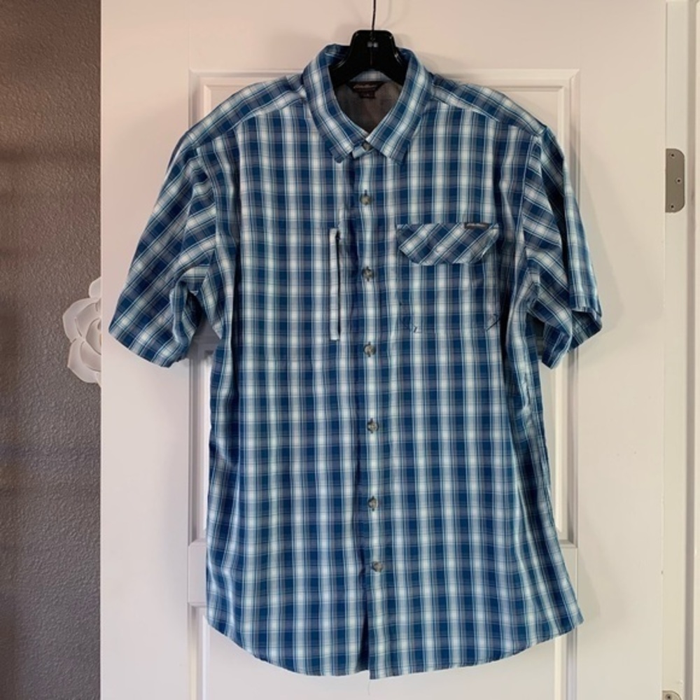 Eddie Bauer Short Sleeve Plaid Button Down Shirt
